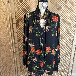 Black Floral Tunic Top